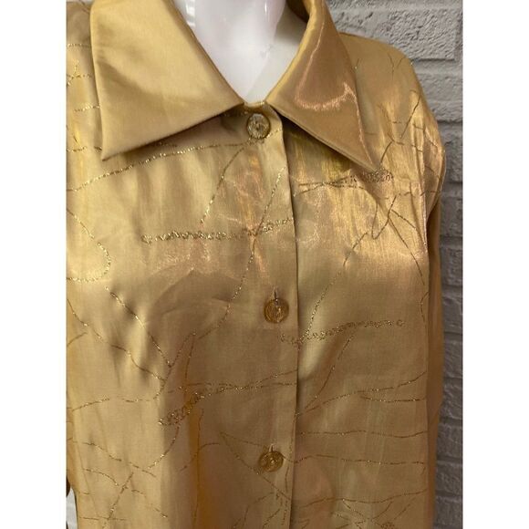 Fashion Bug Glitz Galore Golden Button-Down Shirt Size 22 / 24 NWT - Picture 6 of 8